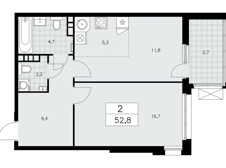 Wohnung 2 zimmer 53 m² Kommunarka, Russland