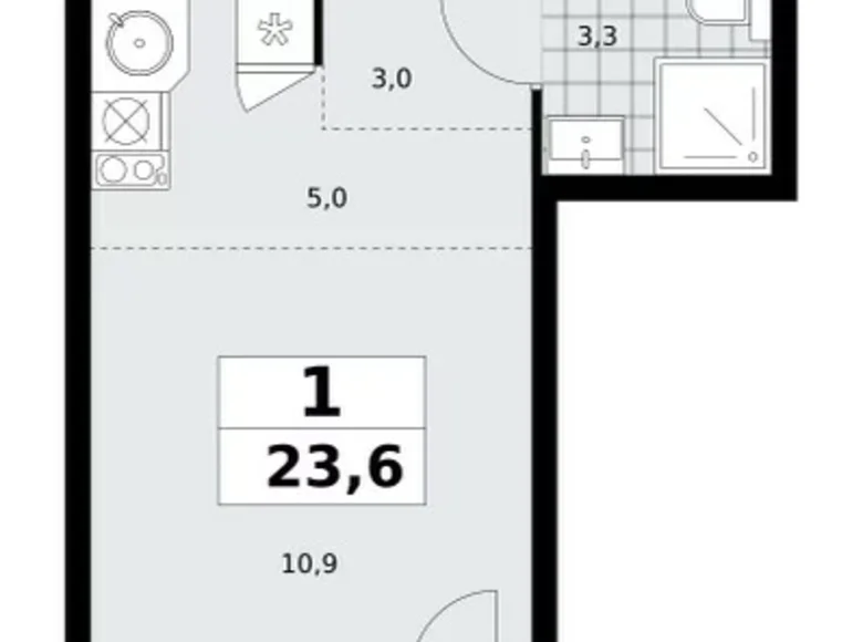 Wohnung 1 zimmer 24 m² Kommunarka, Russland