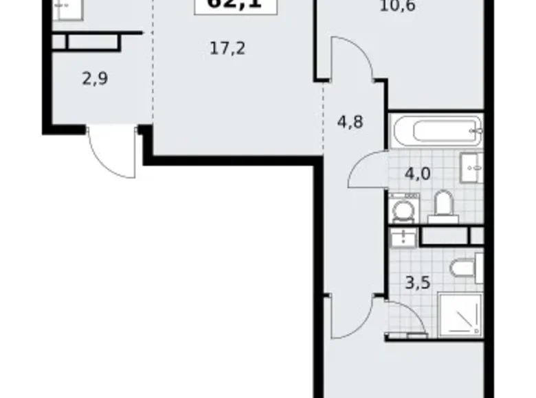 Apartamento 3 habitaciones 62 m² Vnukovo, Rusia