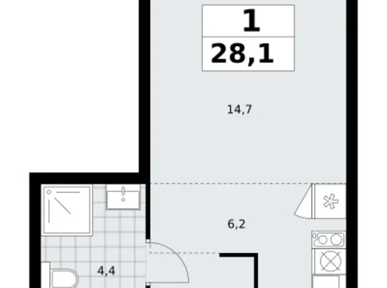 Appartement 1 chambre 28 m² Troïtsk, Russie