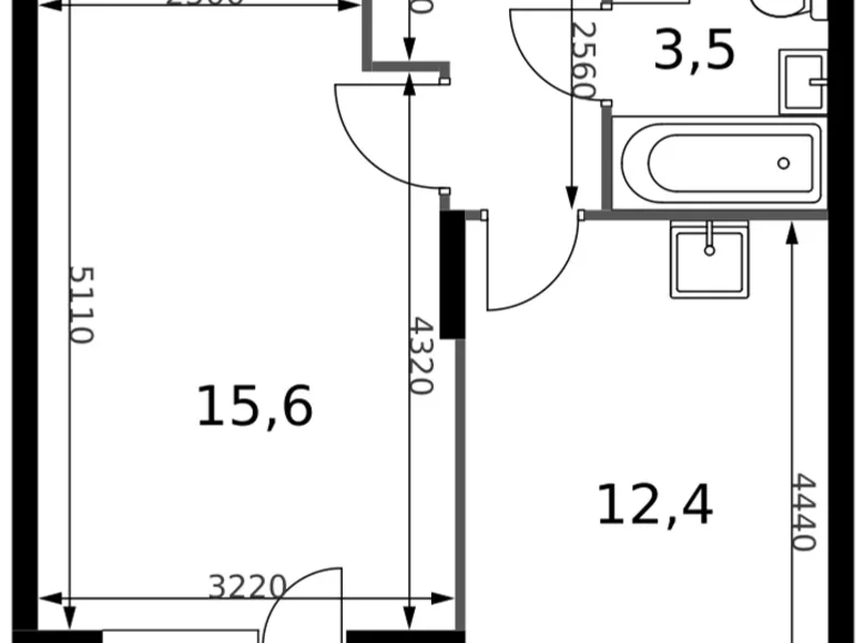 1 room apartment 37 m² Sapronovo, Russia