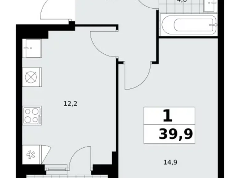 Apartamento 1 habitación 40 m² Kommunarka, Rusia