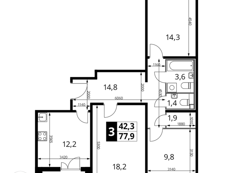Apartamento 3 habitaciones 78 m² Liúbertsy, Rusia