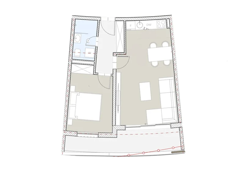 Квартира 1 комната 54 м² Boreti, Черногория
