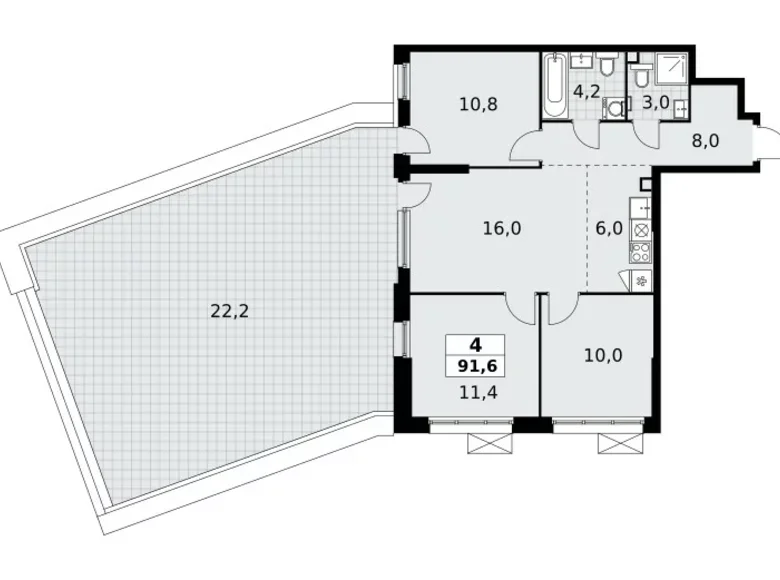Apartamento 4 habitaciones 92 m² Kommunarka, Rusia