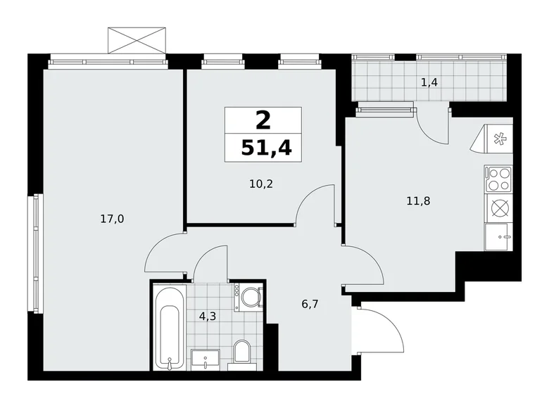Квартира 2 комнаты 51 м² район Коммунарка, Россия