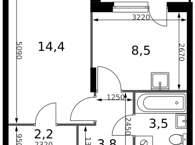 Wohnung 1 zimmer 34 m² Sapronovo, Russland