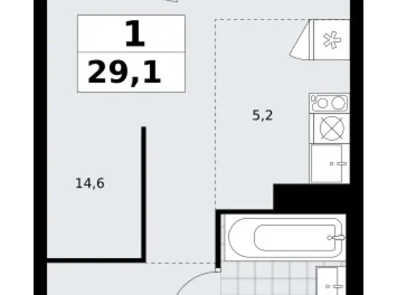 Apartamento 1 habitación 29 m² Troitsk, Rusia