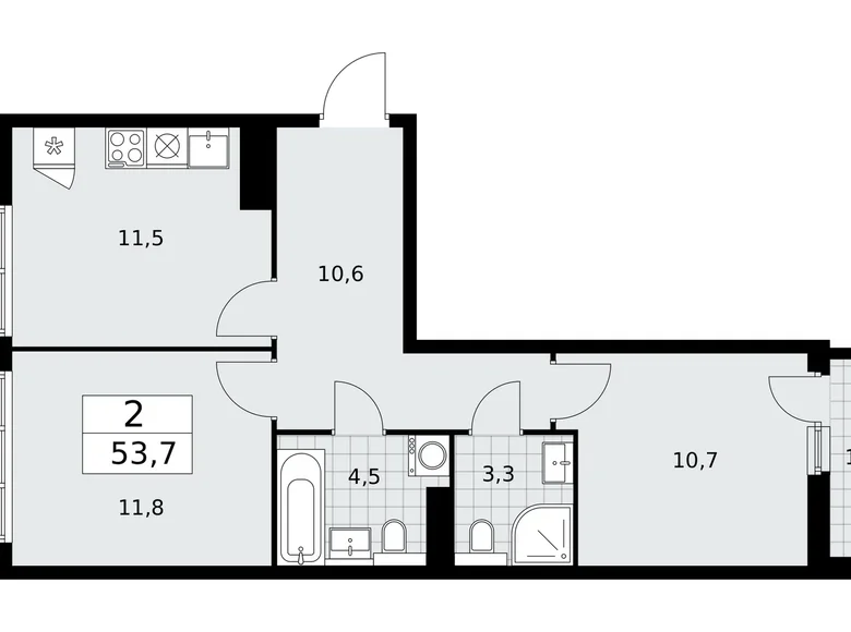 Wohnung 2 zimmer 54 m² Kommunarka, Russland