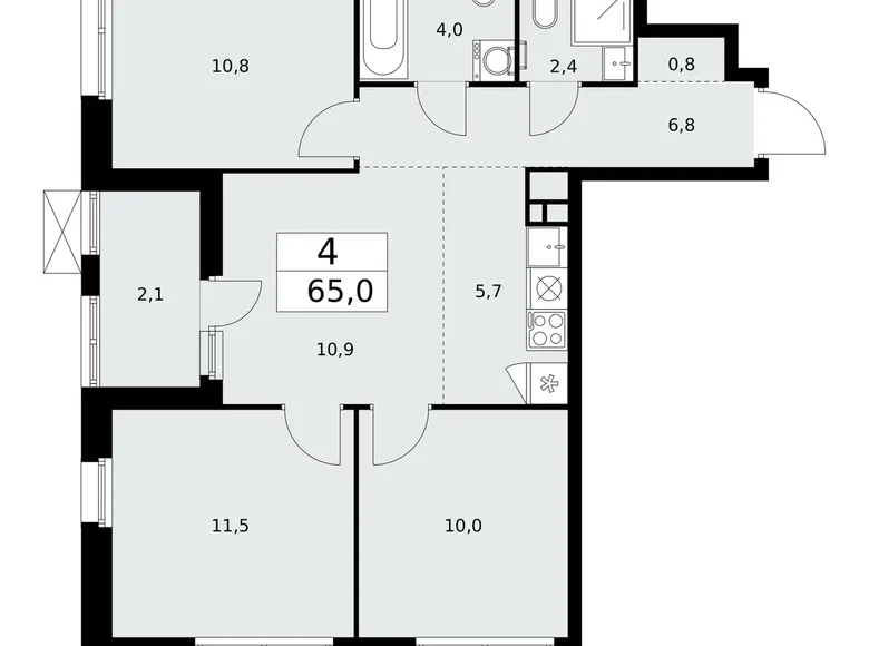 4 room apartment 65 m² Kommunarka, Russia