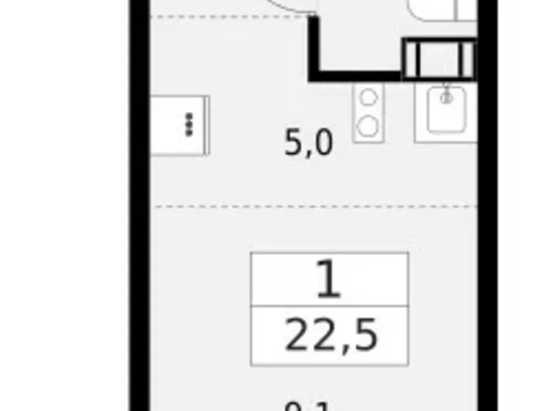 Apartamento 1 habitación 23 m² Krasnoye Selo, Rusia