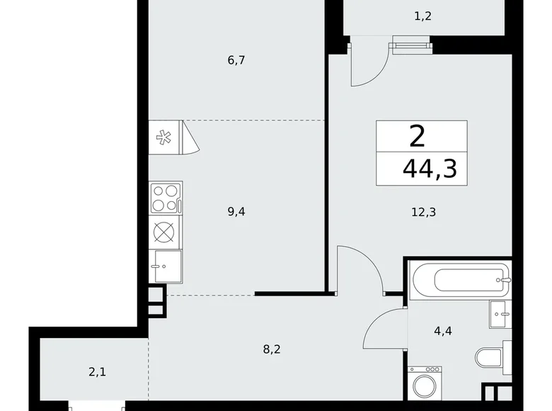 Mieszkanie 2 pokoi 44 m² Kommunarka, Rosja