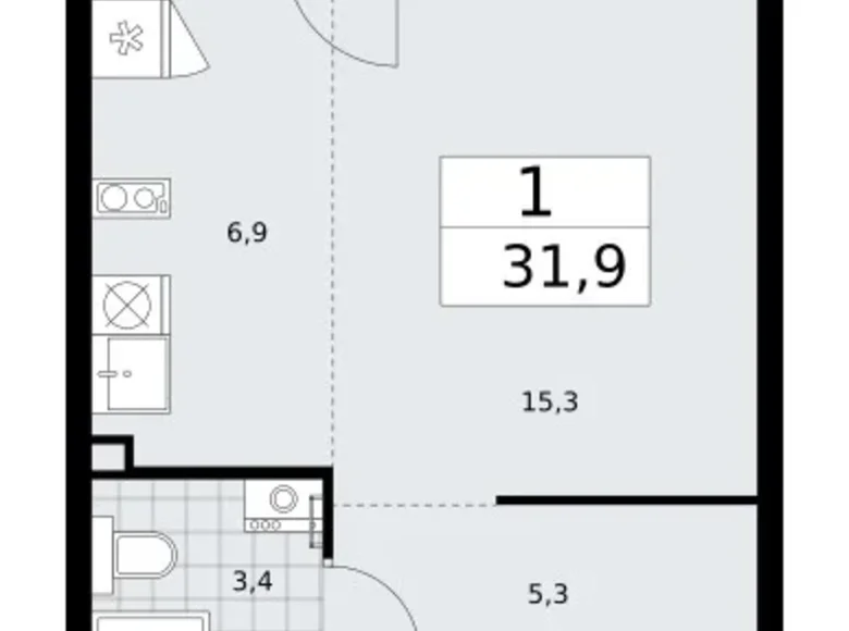 Wohnung 1 zimmer 32 m² Troizk, Russland