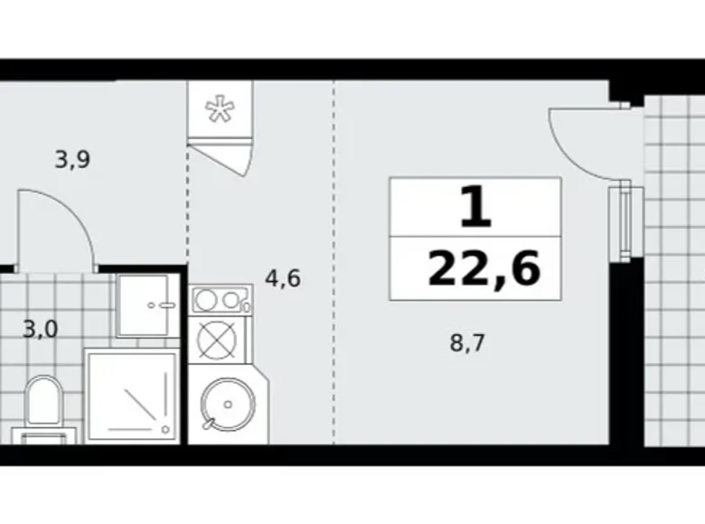 Appartement 1 chambre 23 m² Kommunarka, Russie