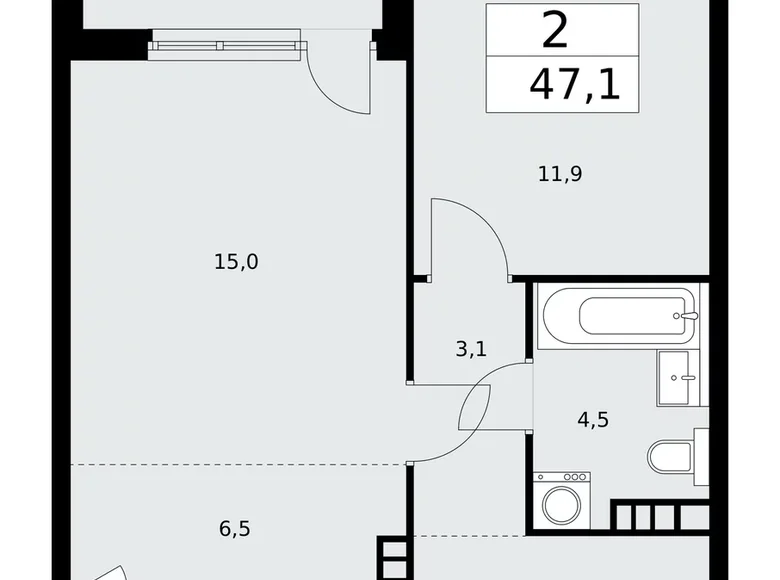 Квартира 2 комнаты 47 м² район Коммунарка, Россия