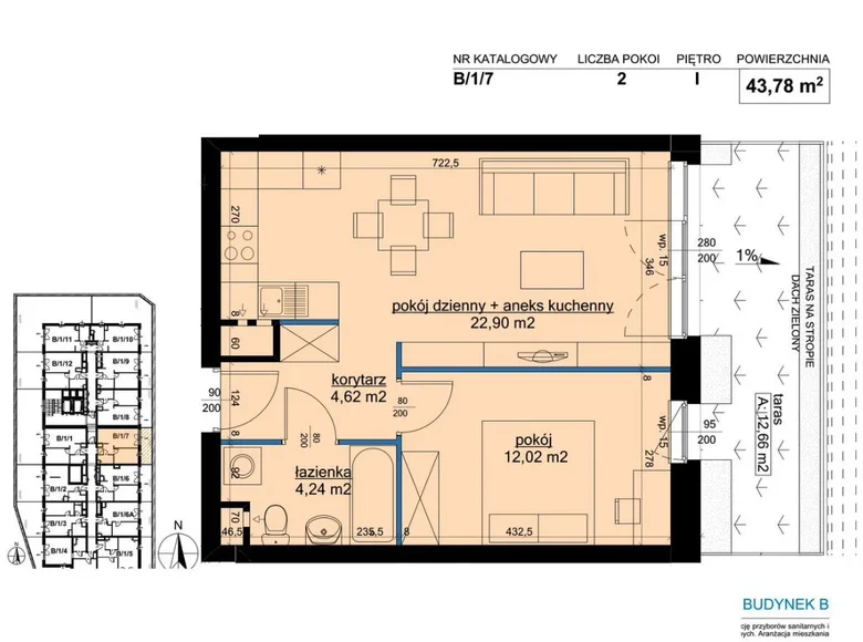 1 bedroom apartment 44 m² Poznan, Poland