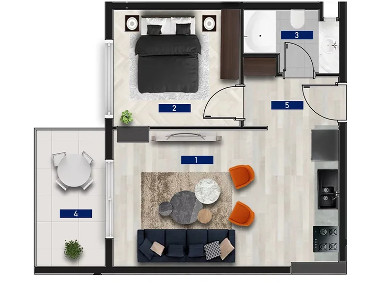 Appartement 2 chambres 47 m² Alanya, Turquie