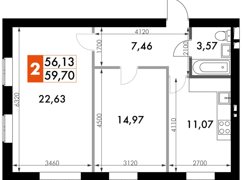 Apartamento 2 habitaciones 58 m² Aprelevka, Rusia