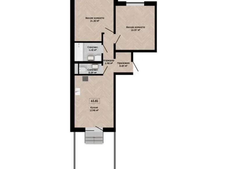 Квартира 3 комнаты 66 м² Колодищанский сельский Совет, Беларусь