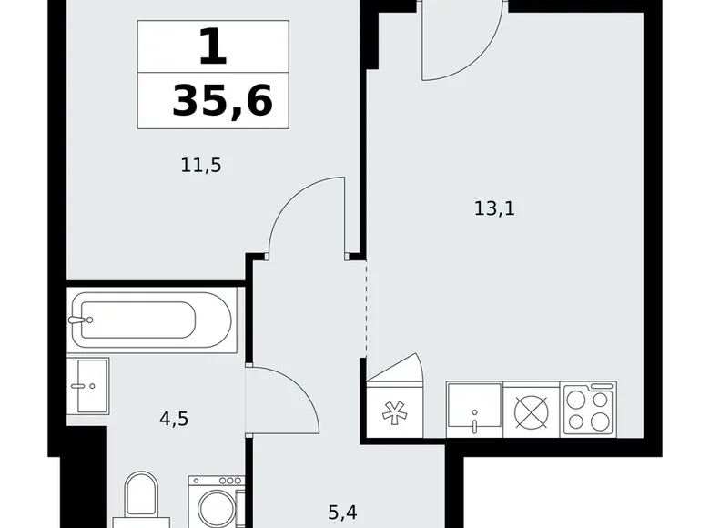 Wohnung 1 zimmer 36 m² Kommunarka, Russland