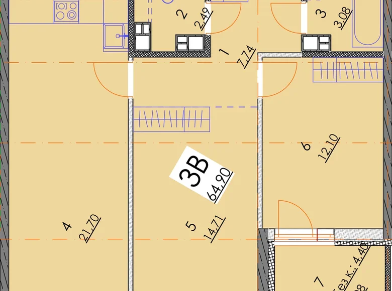Квартира 3 комнаты 65 м² Минск, Беларусь
