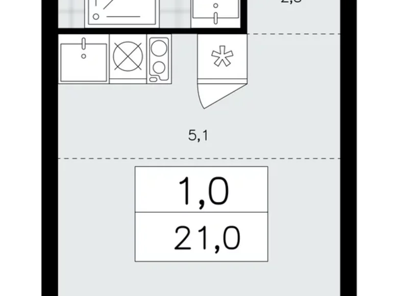 1 room apartment 21 m² Kommunarka, Russia