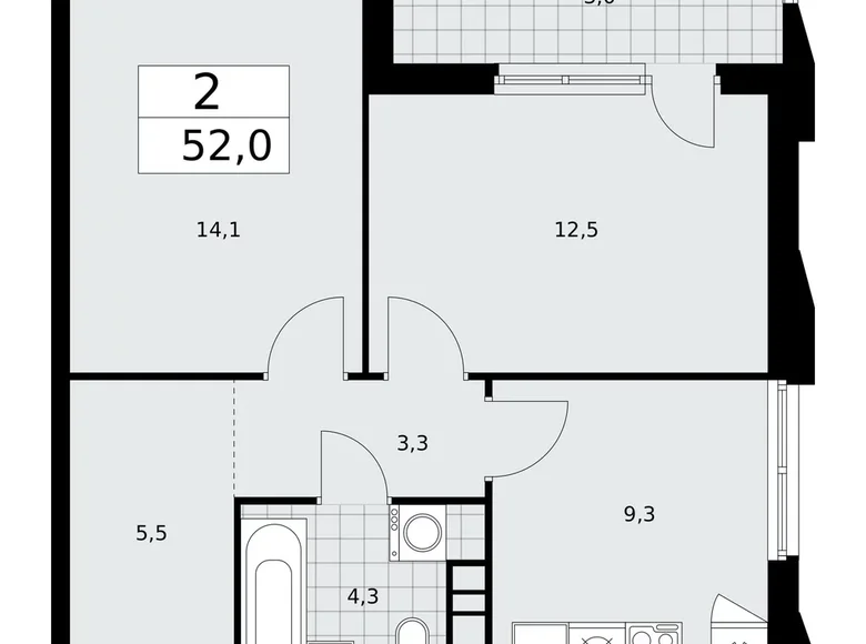 Mieszkanie 2 pokoi 52 m² Kommunarka, Rosja