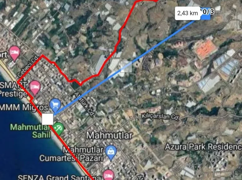Land 1 500 m² in Alanya, Turkey