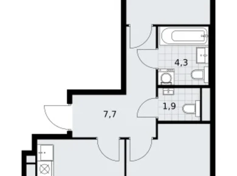 2 room apartment 55 m² Vnukovo, Russia