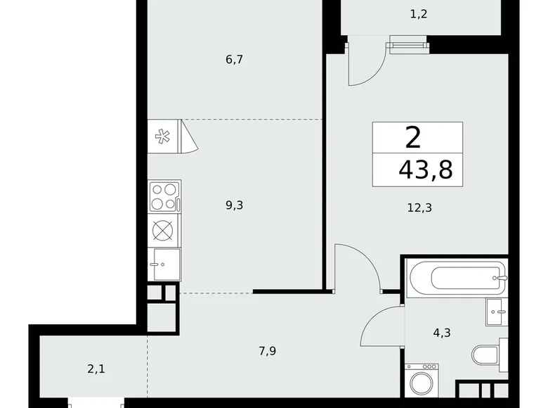 Wohnung 2 zimmer 44 m² Kommunarka, Russland