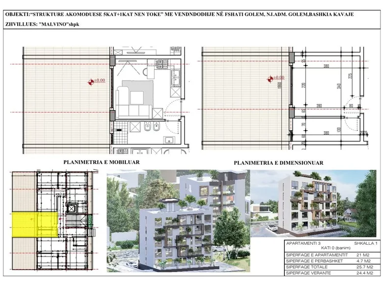 Studio 1 chambre 24 m² Golem, Albanie