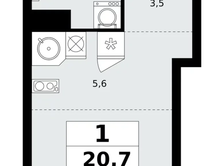 Wohnung 1 zimmer 21 m² Kommunarka, Russland