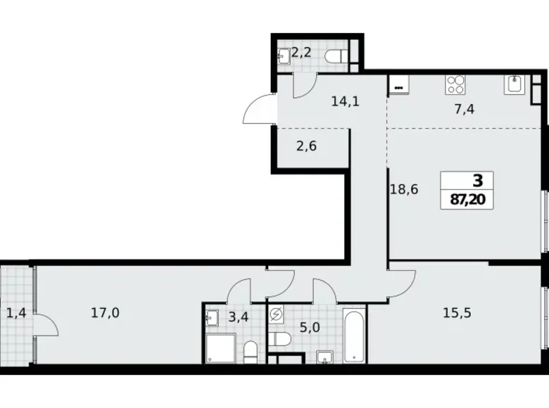 Appartement 3 chambres 87 m² Moscou, Russie