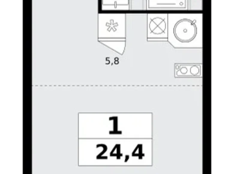 Wohnung 1 zimmer 24 m² Kommunarka, Russland