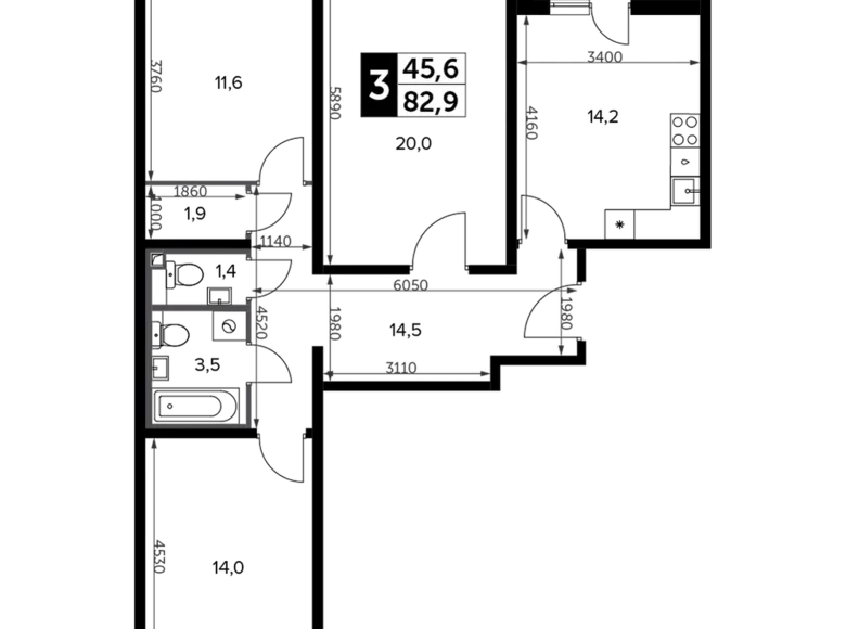 Wohnung 3 zimmer 84 m² Leninsky District, Russland