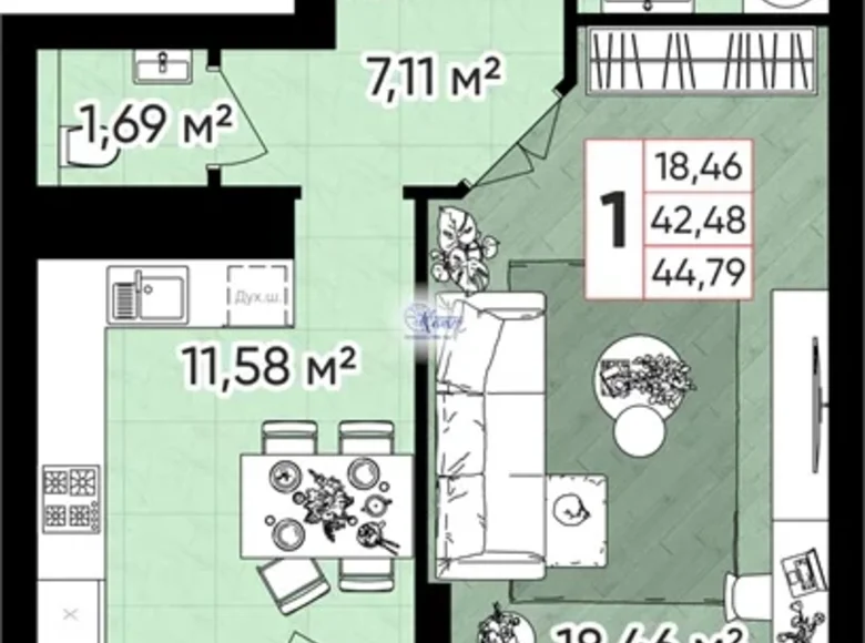 Appartement 1 chambre 44 m² Kaliningrad, Russie