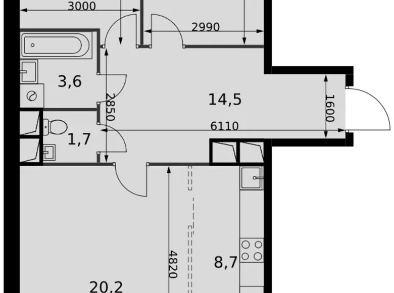 Квартира 3 комнаты 76 м² Развилка, Россия