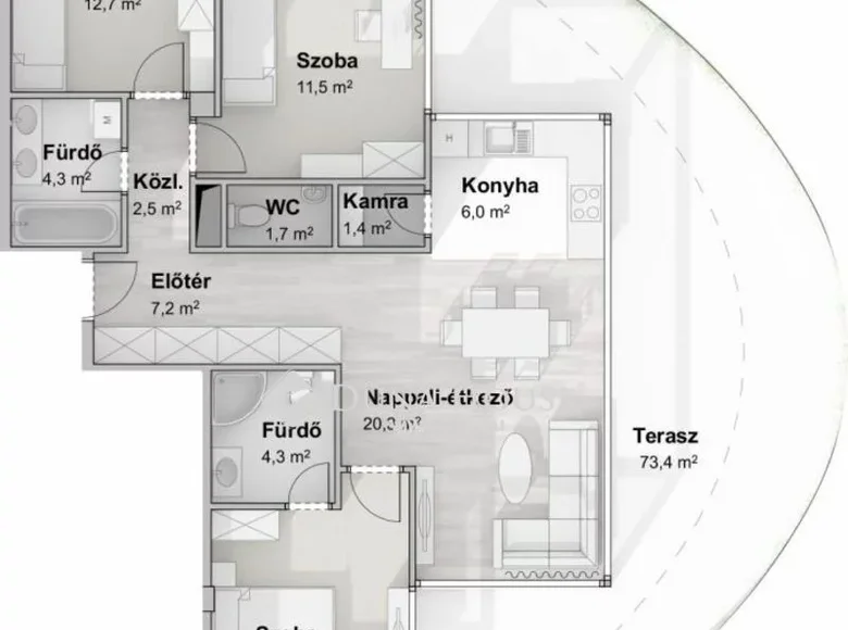 Mieszkanie 89 m² Szegedi jaras, Węgry