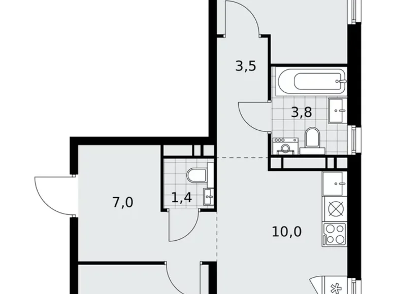 Mieszkanie 3 pokoi 60 m² Troick, Rosja