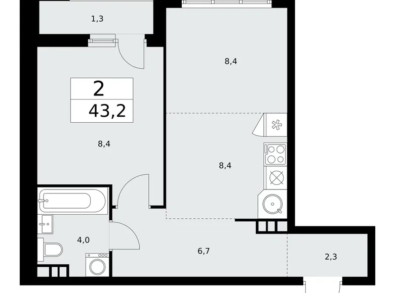 Apartamento 2 habitaciones 43 m² Kommunarka, Rusia