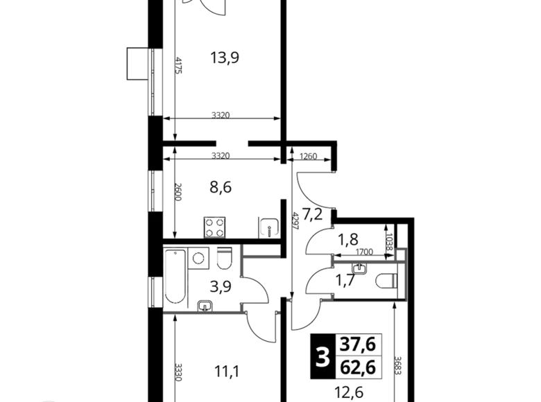 Wohnung 3 zimmer 63 m² Ljuberzy, Russland