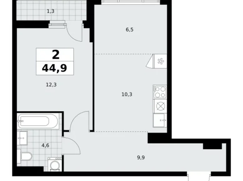 Mieszkanie 2 pokoi 45 m² Kommunarka, Rosja