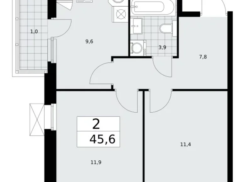 Apartamento 2 habitaciones 46 m² Kommunarka, Rusia