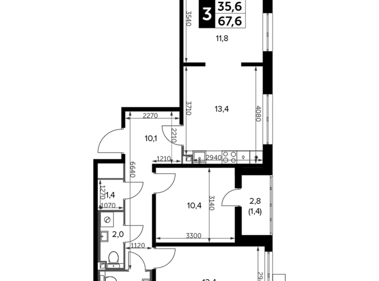 Wohnung 3 zimmer 69 m² Leninsky District, Russland