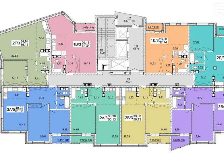 Квартира 2 комнаты 52 м² Минск, Беларусь