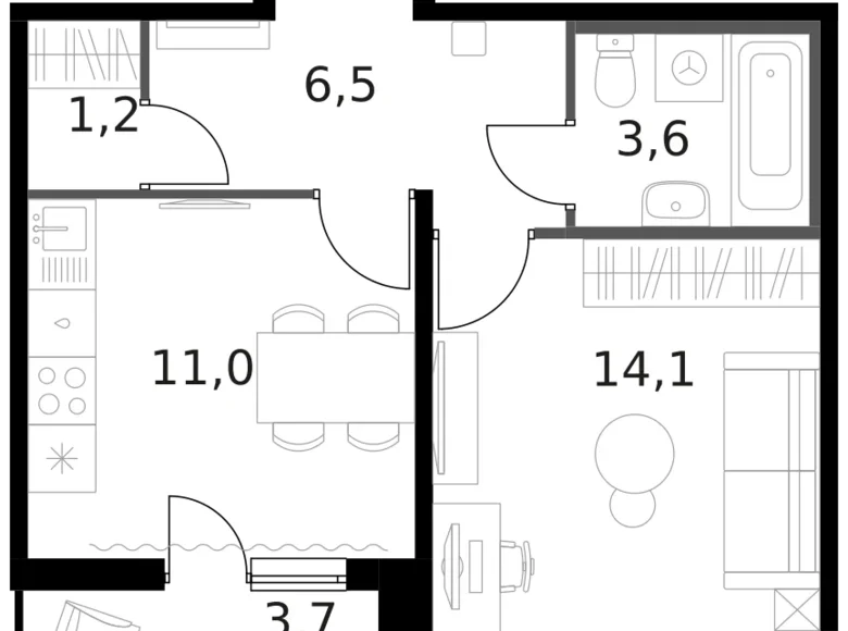 Wohnung 1 zimmer 38 m² Moskau, Russland