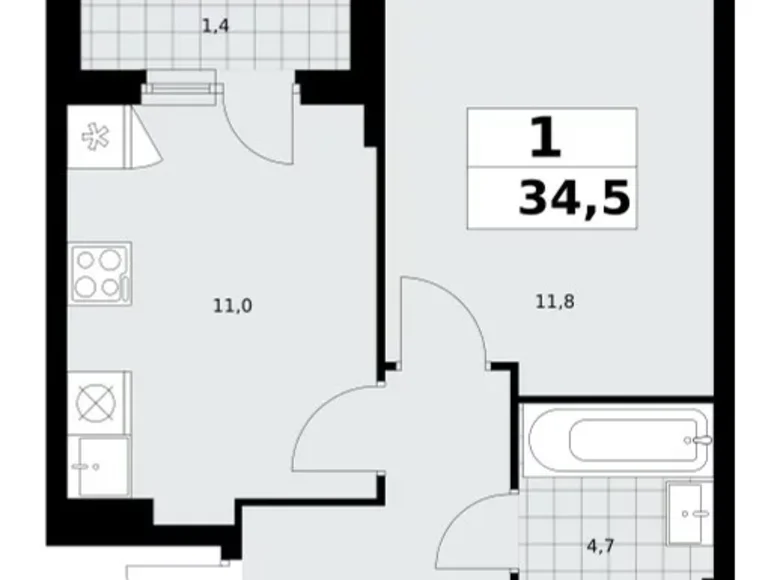 Appartement 1 chambre 35 m² Kommunarka, Russie