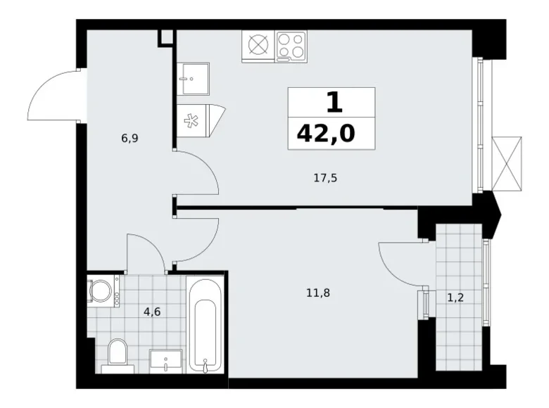 Appartement 1 chambre 42 m² Troïtsk, Russie