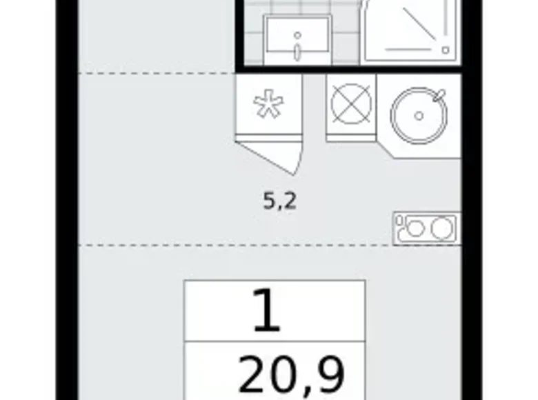Mieszkanie 1 pokój 21 m² Kommunarka, Rosja