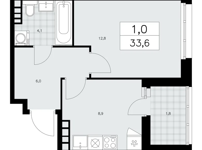 Wohnung 1 zimmer 34 m² Kommunarka, Russland